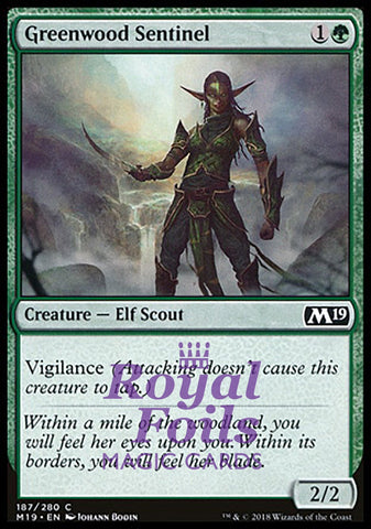 Greenwood Sentinel 4x FOIL M19 MTG Core Set 2019 Common MINT green