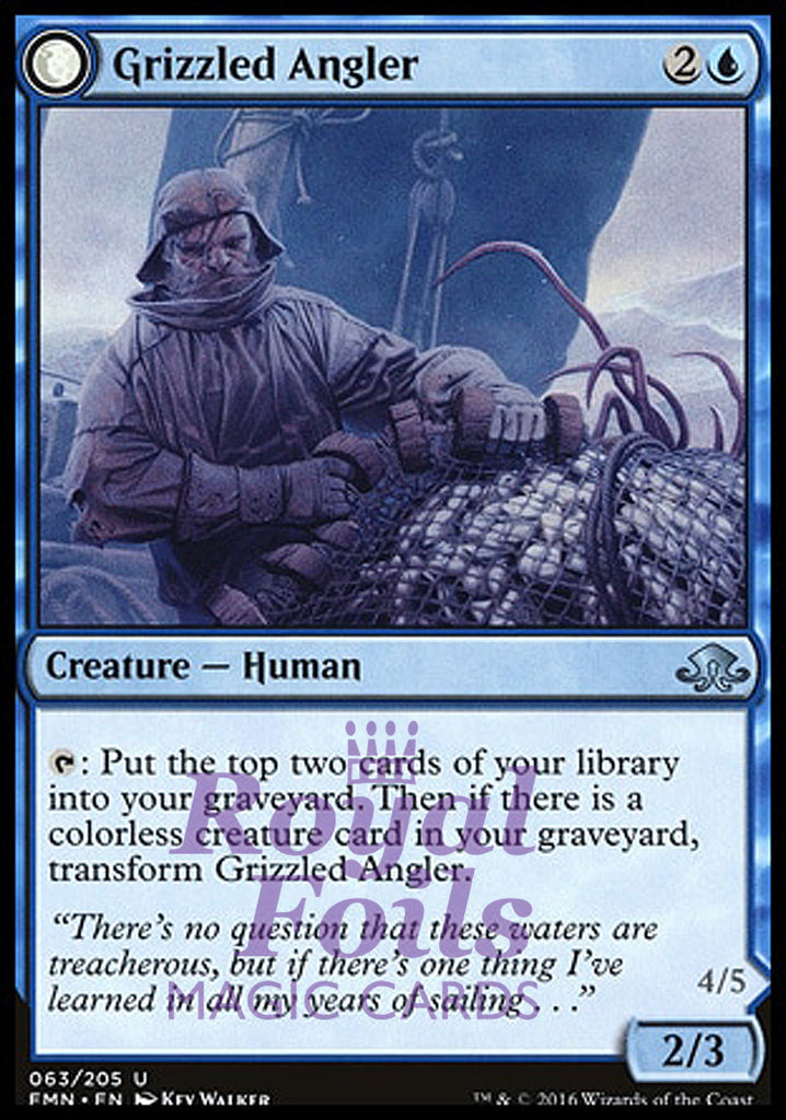 **4x FOIL Grizzled Angler // Grisly Anglerfish** EMN MTG Eldritch Moon Uncommon MINT blue