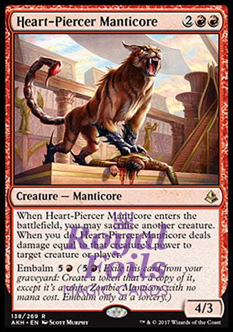 **1x FOIL Heart-Piercer Manticore** AKH MTG Amonkhet Rare MINT red