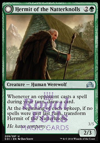 Hermit of the Natterknolls // Lone Wolf of the Natterknolls 1x FOIL SOI MTG Shadows Over Innistrad Uncommon MINT green