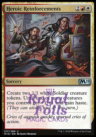Heroic Reinforcements 2x FOIL M19 MTG Core Set 2019 Uncommon MINT red white