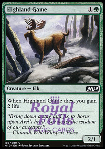 **4x FOIL Highland Game** M19 MTG Core Set 2019 Common MINT green