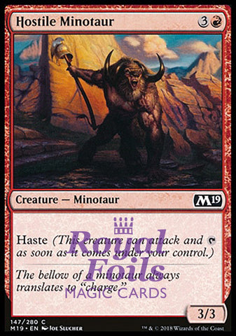 **4x FOIL Hostile Minotaur** M19 MTG Core Set 2019 Common MINT red