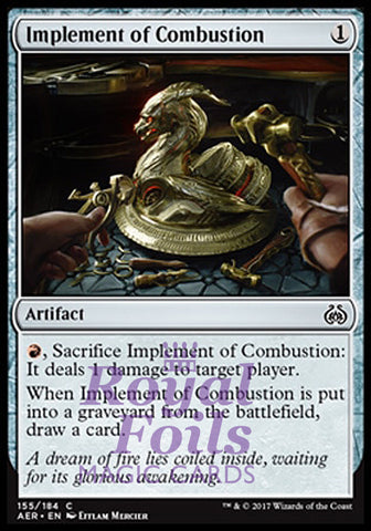 **1x FOIL Implement of Combustion** AER MTG Aether Revolt Common MINT artifact
