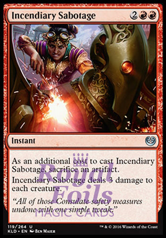 Incendiary Sabotage 4x FOIL KLD MTG Kaladesh Uncommon 2 MINT 2 NM red