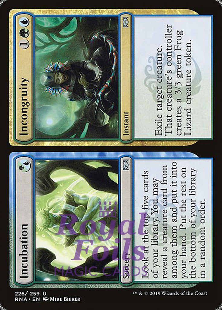 Incubation // Incongruity 1x FOIL RNA MTG Ravnica Allegiance Uncommon MINT green blue