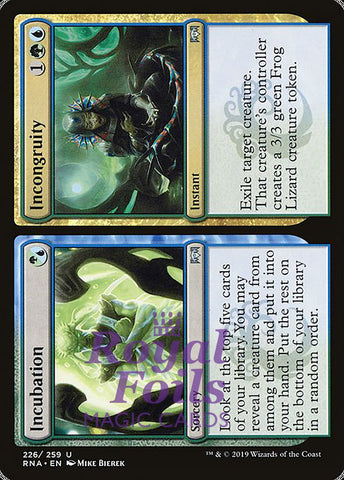 Incubation // Incongruity 1x FOIL RNA MTG Ravnica Allegiance Uncommon MINT green blue