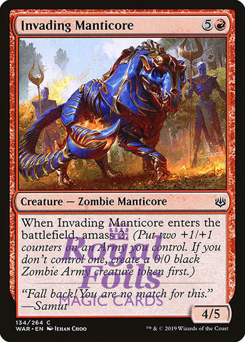 Invading Manticore 3x FOIL WAR MTG War of the Spark Common MINT red