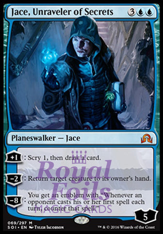 Jace Unraveler of Secrets 1x FOIL SOI MTG Shadows Over Innistrad Mythic MINT blue