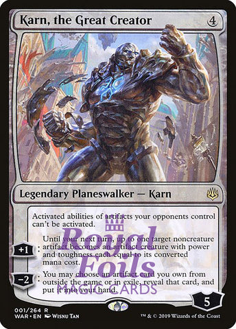 **1x FOIL Karn, the Great Creator** WAR MTG War of the Spark Rare MINT planeswalker