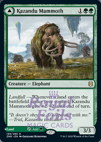 Kazandu Mammoth // Valley 2x FOIL ZNR MTG Zendikar Rising Rare 1 MT 1 NM- green