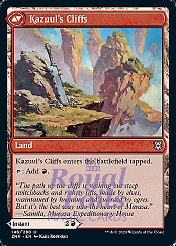 Kazuul's Fury // Cliff 2x FOIL ZNR MTG Zendikar Rising Uncommon MINT red land