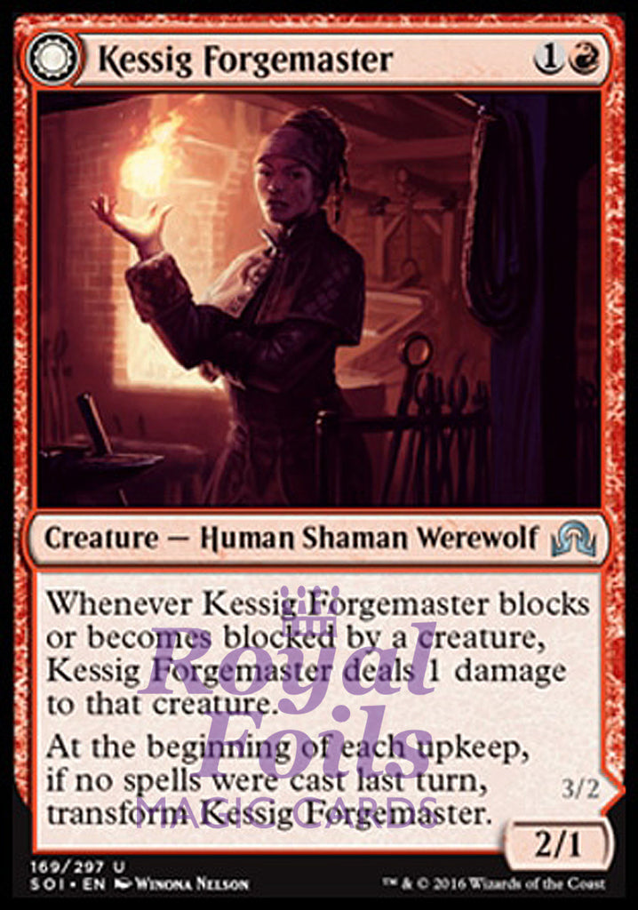 **1x FOIL Kessig Forgemaster // Flameheart Werewolf** SOI MTG Shadows Over Innistrad Uncommon MINT red