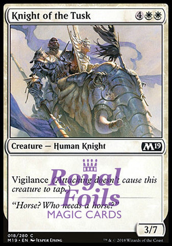 **4x FOIL Knight of the Tusk** M19 MTG Core Set 2019 Common MINT white