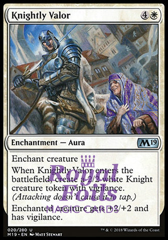 Knightly Valor 4x FOIL M19 MTG Core Set 2019 Uncommon MINT white