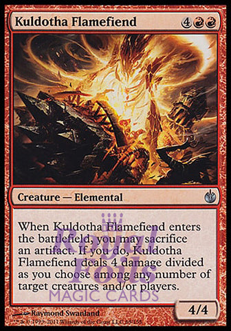 **4x FOIL Kuldotha Flamefiend** MBS MTG Mirrodin Besieged Uncommon 3 MT + 1 VF red