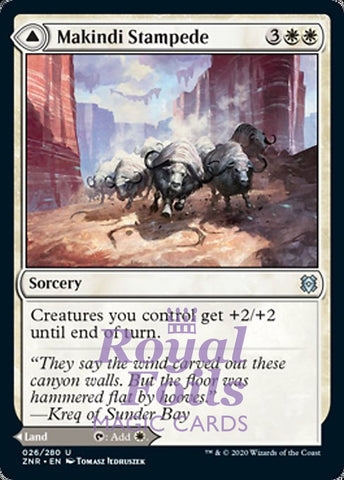 Makindi Stampede // Mesas 4x FOIL ZNR MTG Zendikar Rising Uncommon MINT land white