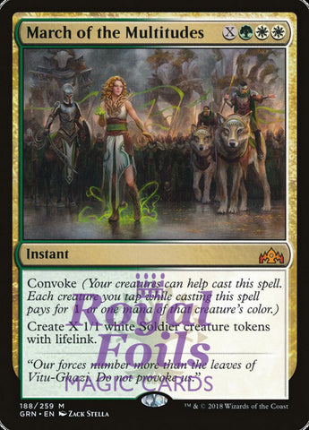**1x FOIL March of the Multitudes** GRN MTG Guilds of Ravnica Mythic MINT green white