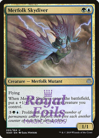 **1x FOIL Merfolk Skydiver** WAR MTG War of the Spark Uncommon MINT green blue