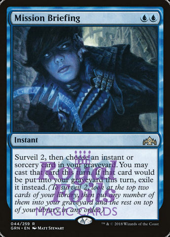 **1x FOIL Mission Briefing** GRN MTG Guilds of Ravnica Rare MINT blue