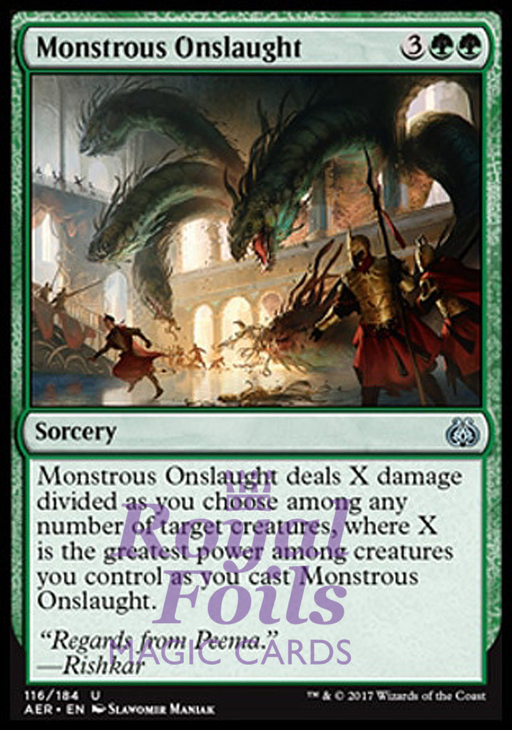**2x FOIL Monstrous Onslaught** AER MTG Aether Revolt Uncommon MINT green