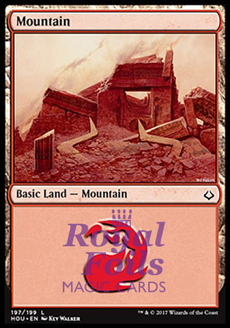 Mountain #197 4x FOIL HOU MTG Hour of Devastation Basic Land MINT red