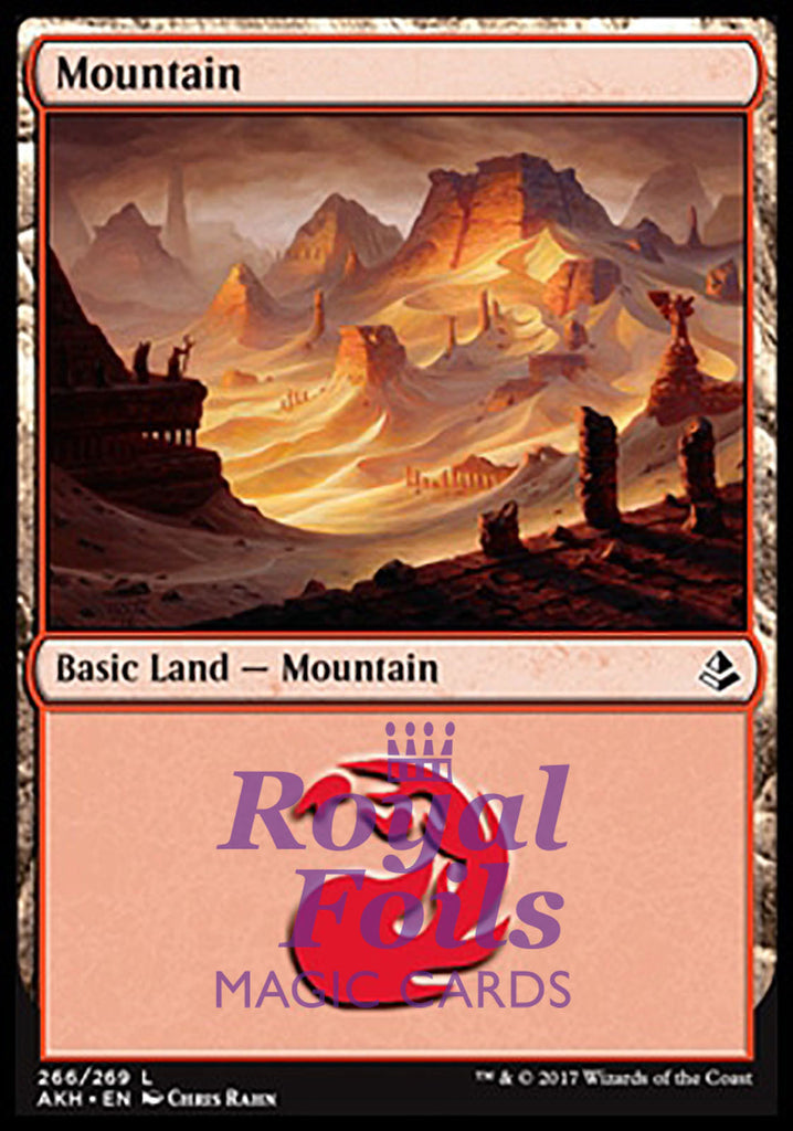 **4x FOIL Mountain #266** AKH MTG Amonkhet Basic Land MINT red