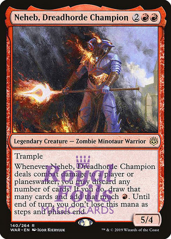 **1x FOIL Neheb, Dreadhorde Champion** WAR MTG War of the Spark Rare MINT red