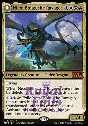 **1x FOIL Nicol Bolas the Ravager** M19 MTG Core Set 2019 Mythic MINT blue black red