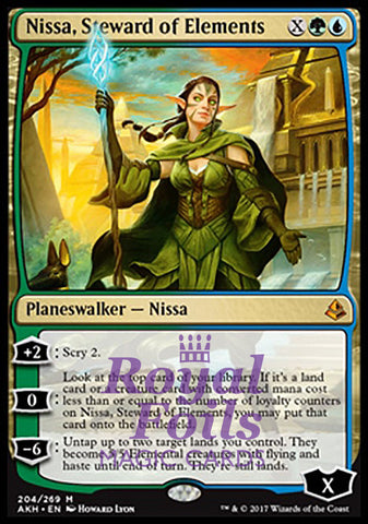 **1x FOIL Nissa Steward of Elements** AKH MTG Amonkhet Mythic MINT green