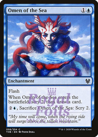 **1x FOIL Omen of the Sea** THB MTG Theros Beyond Death Common MINT blue