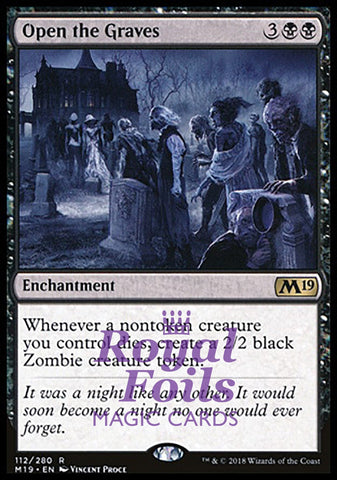 **1x FOIL Open the Graves** M19 MTG Core Set 2019 Rare MINT black