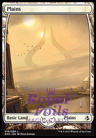 **1x FOIL Plains #250 ** AKH MTG Amonkhet Full Art Basic Land MINT white