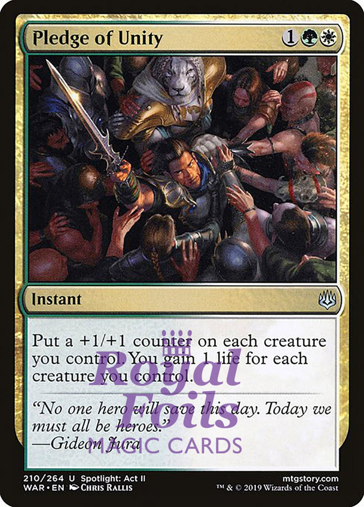 Pledge of Unity 1x FOIL WAR MTG War of the Spark Uncommon MINT green white