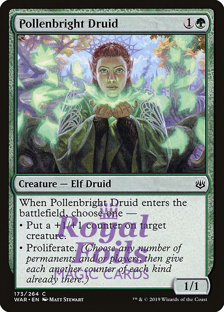 **1x FOIL Pollenbright Druid** WAR MTG War of the Spark Common MINT green