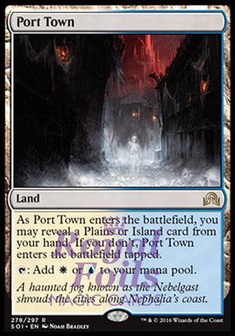 Port Town 1x FOIL SOI MTG Shadows Over Innistrad Rare MINT white blue land