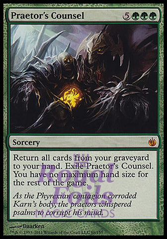 **1x FOIL Praetor's Counsel** MBS MTG Mirrodin Besieged Mythic MINT green