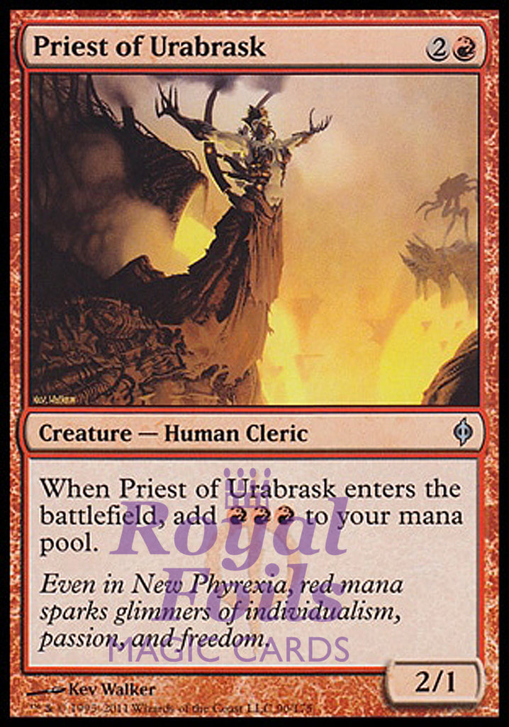 **1x FOIL Priest of Urabrask** NPH MTG New Phyrexia Uncommon MINT red