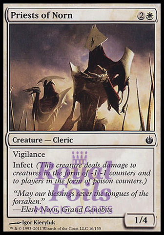 **1x FOIL Priests of Norn** MBS MTG Mirrodin Besieged Common MINT white