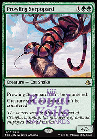 **1x FOIL Prowling Serpopard** AKH MTG Amonkhet Rare MINT green