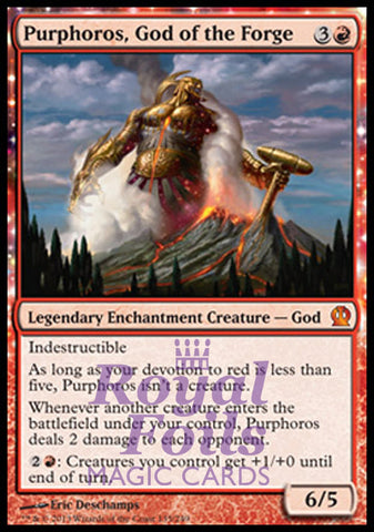 **1x FOIL Purphoros God of the Forge** THS MTG Theros Mythic MINT red
