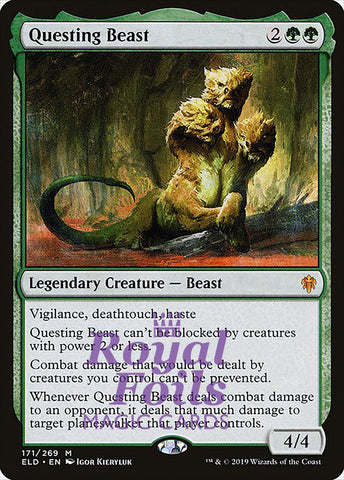 **1x FOIL Questing Beast** ELD MTG Throne of Eldraine Mythic MINT green