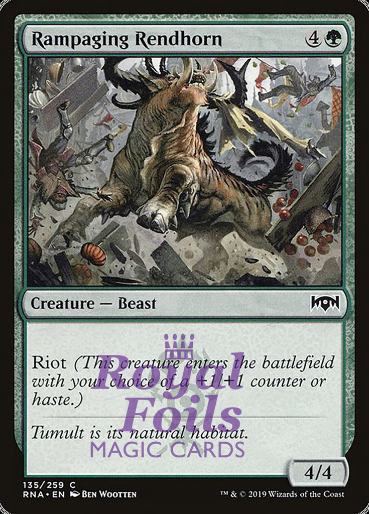 **2x FOIL Rampaging Rendhorn** RNA MTG Ravnica Allegiance Common MINT green