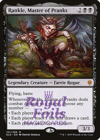 **1x FOIL Rankle, Master of Pranks** ELD MTG Throne of Eldraine Mythic MINT black