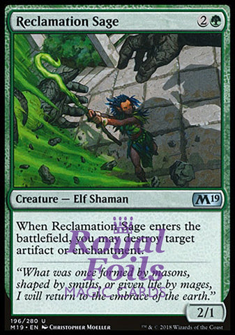 **1x FOIL Reclamation Sage** M19 MTG Core Set 2019 Uncommon MINT green