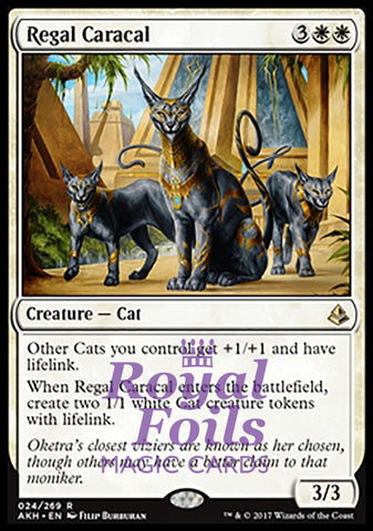 **1x FOIL Regal Caracal** AKH MTG Amonkhet Rare MINT white