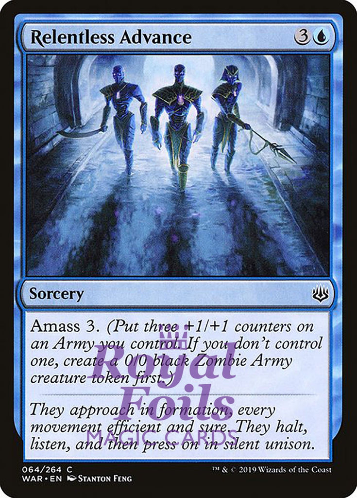 Relentless Advance 3x FOIL WAR MTG War of the Spark Common MINT blue
