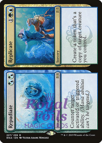 Repudiate // Replicate 2x FOIL RNA MTG Ravnica Allegiance Rare MINT green blue