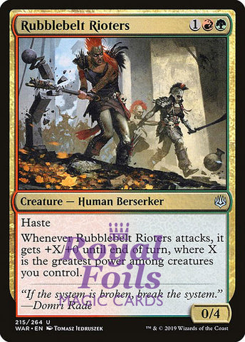 Rubblebelt Rioters 3x FOIL WAR MTG War of the Spark Uncommon MINT red green