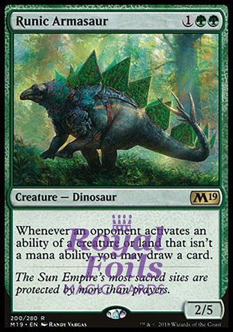Runic Armasaur 1x FOIL M19 MTG Core Set 2019 Rare MINT green